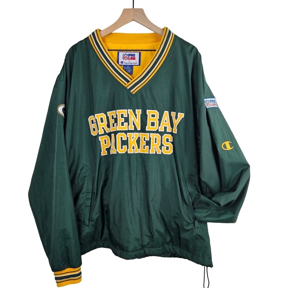 Vintage 90s Champion Pro Line Green‎ Bay Packers Pullover Lined Windbreaker XL